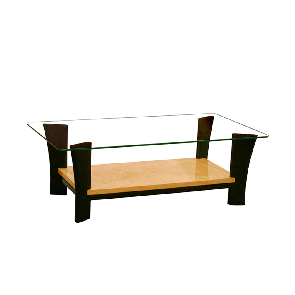 センターテーブル「スプレンダー 130AGT MA/BK」 脚ブラック ガラス天