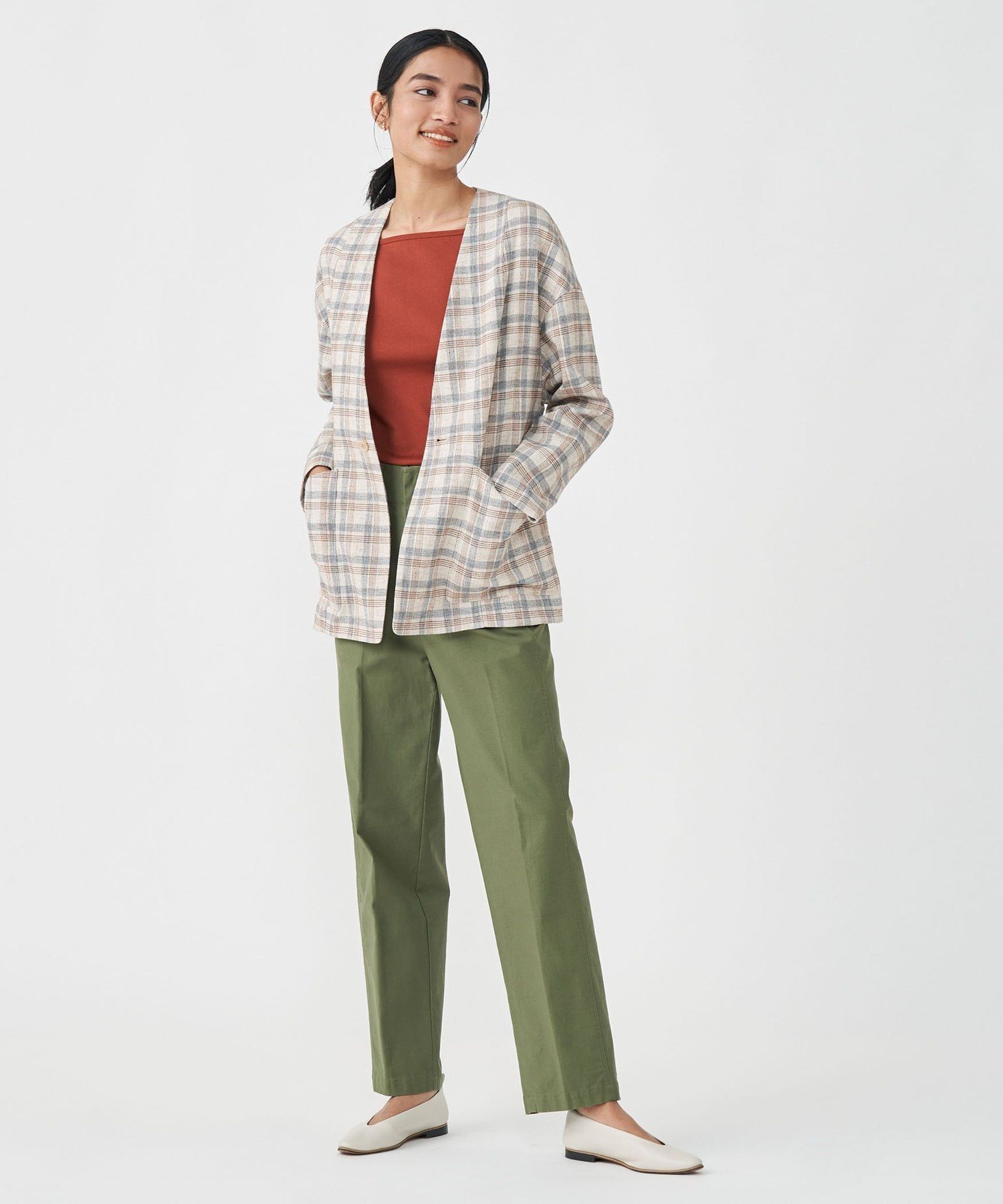 TOMORROWLAND｜ツイードチェック ノーカラージャケット | Rakuten