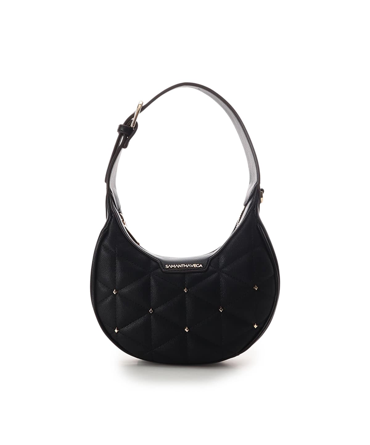 キルティングスタッズハーフムーンバッグ(FREE ブラック