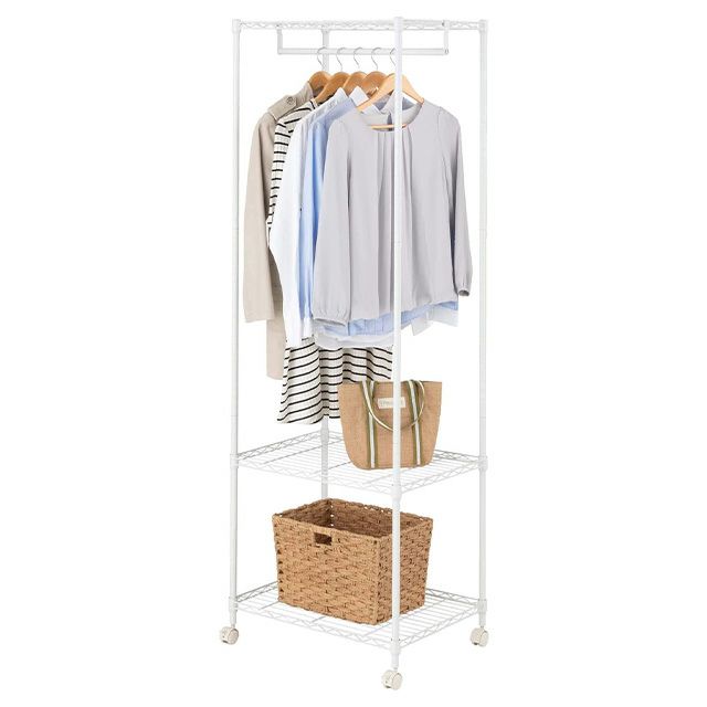 ハンガーラック 幅60cm 3段 ワードローブ スチールラック スリム 幅