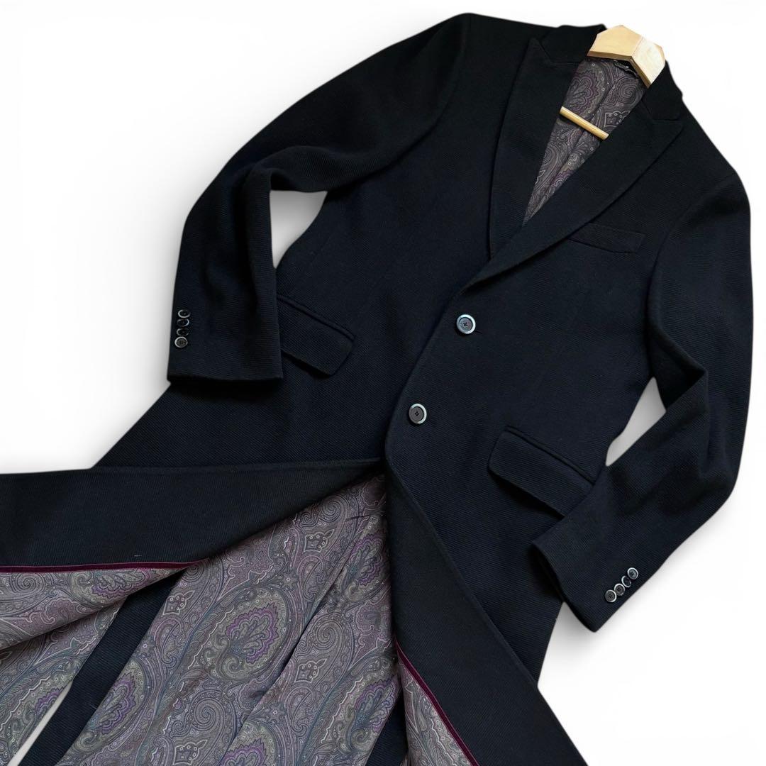 【ムーみん】極稀少50サイズ！エトロ 背面幾何学柄 チェスターコート カシミヤ混 シングル チェスターコート (B＆T CLUB) ビーアンドティー