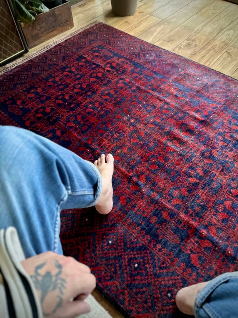 トライバルラグ　ヴィンテージラグ　アフガン　バルーチ族　プリミティブアート　美品 アンティーク アフガニスタン トライバルラグ バルーチ族 オールド