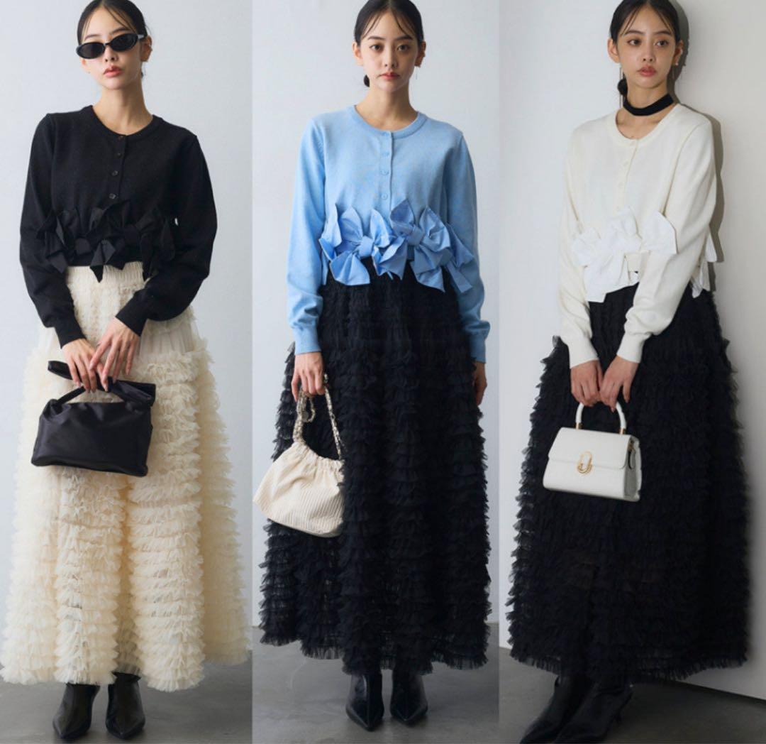 ホイップチュール ティアードスカート アイボリー / frene フラーネ