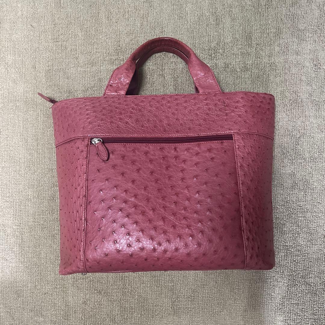 オーストリッチレザー ピンクハンドバッグ