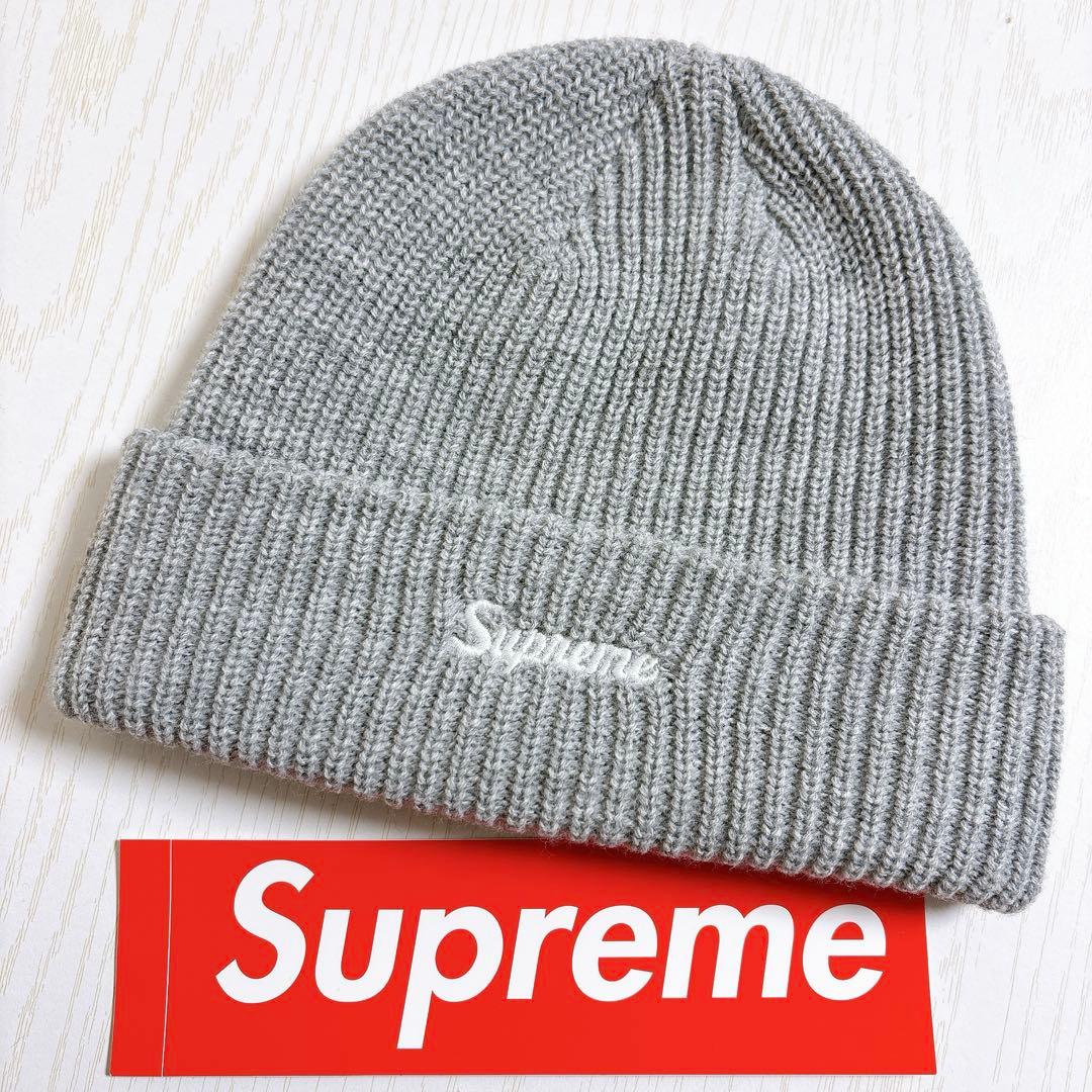 Supreme ニット帽　ビーニー　スクリプトロゴ　グレー　ヘザーグレー　灰色