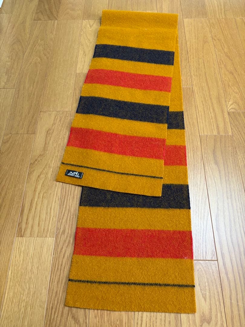 Hermès ストライプマフラー HERMES エルメス マフラー ストライプ カーキ メンズ /ブランド